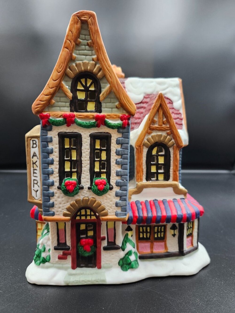 Vintage Christmas Village Porcelain Bakery 1990s Lighted